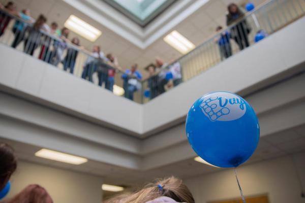 E-Day balloon floating 